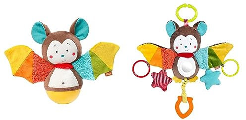 Fehn Stehaufmännchen Baby Fledermaus & Activity-Spieltier Fledermaus – Baby Motorikspielzeug für Kinderwagen