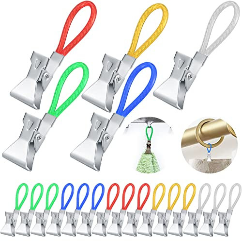 GOTRUST 20Pcs Geschirrtuch Aufhänger Clips, Bunte Metall Handtuchclips, Handtuch Clips zum Aufhängen, Multifunktions Farbiger Geschirrtücher Clips für Handtüchern Topflappen Bad Kücher Balkon