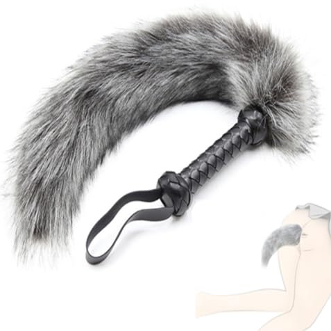 HUNTVE Fouet en Peluche pour l'entraînement à l'obéissance Fait à la Main en Peluche avec Un Manche en Cuir