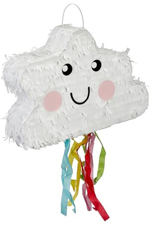 Relaxdays Pinata Wolke, zum Aufhängen, Kinder, Mädchen & Jungs, Geburtstag, Piñata zum selbst Befüllen, Regenbogen, bunt, 1 Stück