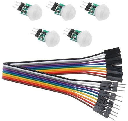 ECSiNG 5Pcs IR Human Sensor AM312 Mini Detector Module HC-SR312 Pyroelectric Infrared PIR Motion Automatic Detector with 10Pin Wire DC 2.7 to 12V