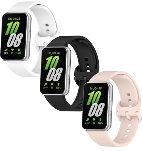MEMELOKA Cinturino per Samsung Galaxy Fit 3, 3 Pezzi Ricambio Morbido Silicone Cinturini per Samsung Galaxy Fit 3, Nero + Bianco + Rosa