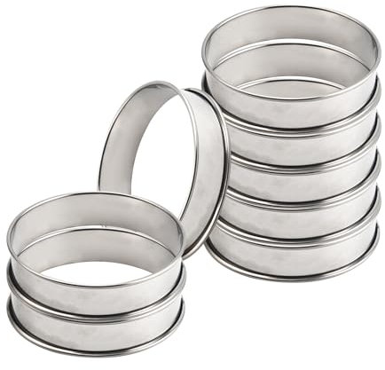 JVHLOV 8 Stück Karbonstahl Muffinblech, Crumpet Ringe Edelstahl Material, Cupcake Formen, Muffins Backform Antihaft, Für Muffins Pfannkuchen Englische Muffin Formen