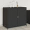 Rantry Armadietto Portaoggetti da Giardino Nero 83x45x76 cm Polyrattan,Mobile Credenza Armadio da Cucina, Mobiletto Portaoggetti Ripiani Salvaspazio Mobiletto Armadio di Stoccaggio per Soggiorno