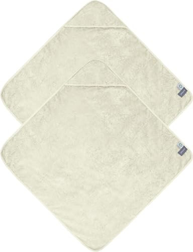normani Kinder Kapuzentuch Frottee Wickeltuch Kapuzenhandtuch aus 100% Bio-Baumwolle - Baby Badehandtuch 100x100 cm Farbe 2 x Beige