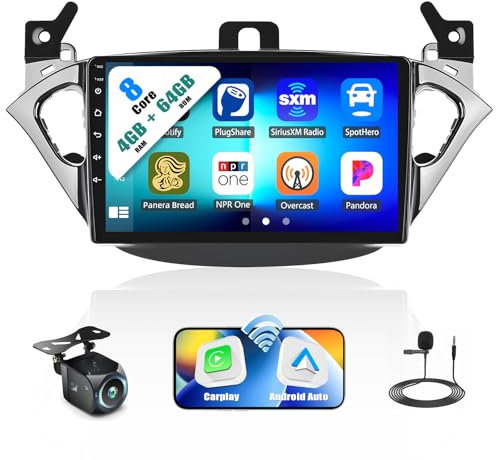 CAMECHO 4G+64G 8Core Carplay Autoradio Android 13 pour Opel Corsa 2015-2019/Opel Adam 2013-2016 avec Android Auto, 9 Pouces écran Tactile Radio avec Bluetooth GPS WiFi EQ DSP+ Caméra de recul&MIC