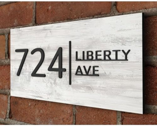 Targa in legno personalizzata con numero civico 3D, personalizzabile con nome, cognome, pallet, regalo di nozze, decorazione da parete per casa, caffetteria, porta (40 x 25 cm)