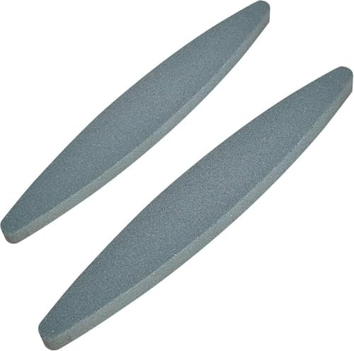 ZHENXITC Lot de 2 pierres à aiguiser ovales de 230 mm avec grain 150, pierre à aiguiser de qualité supérieure pour lames de tondeuse à gazon, faux, tondeuses à gazon, hache et