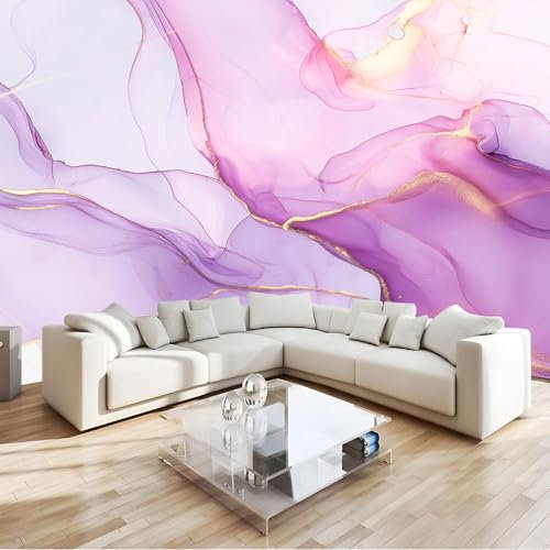 Papier Peint 3D Marbre Violet 350x256 cm Panoramique Peinture Murale Interieur pour Salon Chambre à Coucher D'Enfant Maison Décoration Murale