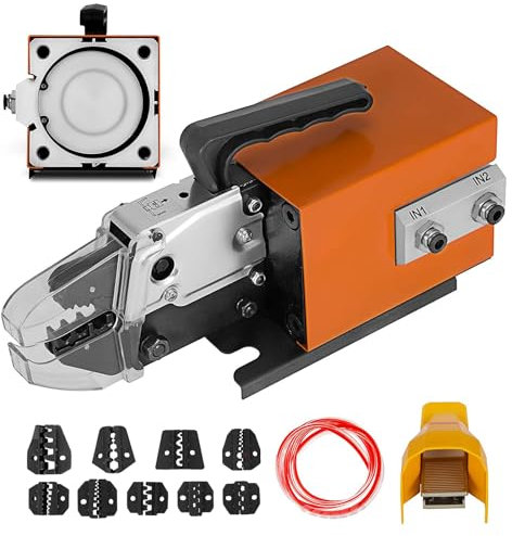 VEVOR Pince à sertir pneumatique Am-10, machine à sertir jusqu'à 16 mm², pince à sertir pneumatique avec 10 ensembles de matrices pour de nombreux types de terminaux