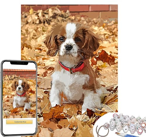 Handimake Kit de pintura al óleo personalizada por números, lienzo de pintura al óleo por números, foto personalizada para adultos principiantes, regalo único para familiares, amigos 50 x 50 cm