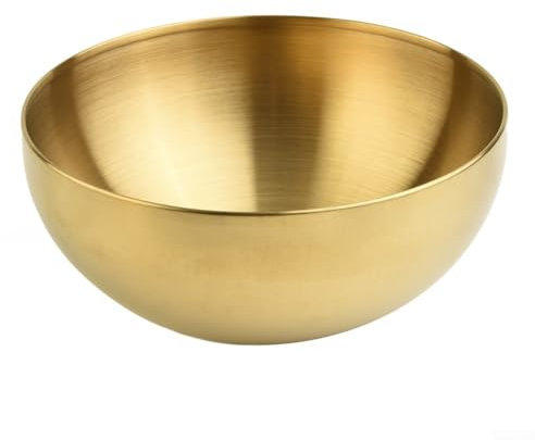 Aprilsunnyzone Ensaladera de acero inoxidable de grado alimenticio para refrigerador Ome, cocina, organizadores de almacenamiento de alimentos, reutilizable, resistente (20 cm, dorado)