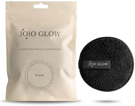 JoJo Glow Reusable Makeup Remover Pads (Pack of 1), Black – Microfibre Facial Cloths | Sustainable, Cruelty-Free, Chemical-Free Makeup Removal with Water Only