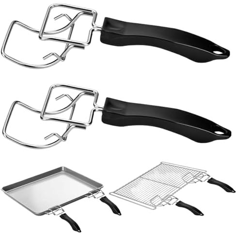2PCS Oven Air Fryer Basket and Tray Extractor Metal Toaster Oven Handle with Anti-Scalding Handle Oven Rack Puller for Removing Hot Trays and Grills