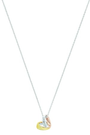Amor Kette mit Anhänger 925 Sterling Silber Damen Halsschmuck, 42+3 cm, Tricolor, Herz, Kommt in Schmuck Geschenk Box, 2039995
