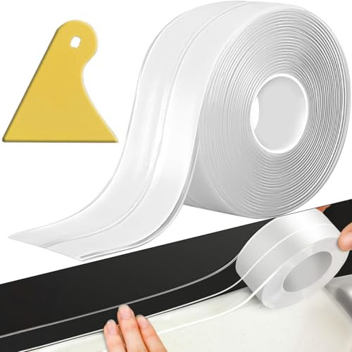 Plinthe souple autocollante en PVC 18 m - 20 x 20 mm - Plinthe autocollante pour cuisine et salle de bain - 2 x 2 mm - Transparent