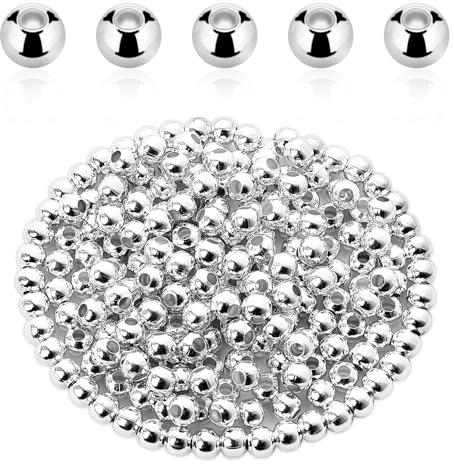 150 Stück Silberperlen Zur Schmuckherstellung, 8mm Galvanisierte Eisenperlen Metall Glatte Runde Abstandsperlen mit Loch für DIY Handwerk Schmuck Halskette Armband Ohrringen