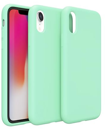 PinLiSheng Designed for iPhone XR Case,Premium Liquid Silicone with [Soft Anti-Scratch Microfiber Lining] Shockproof Slim Protective Phone Case for Men Women,Mint Green