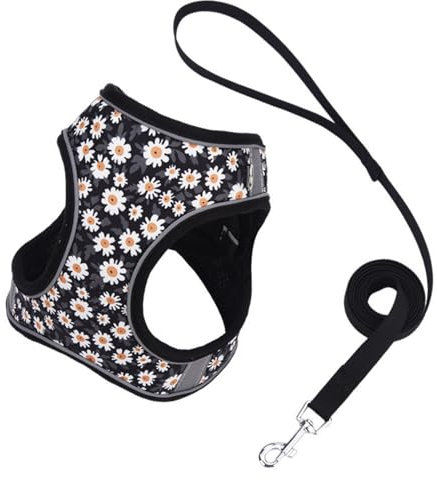 Hundegeschirr mit Leine, Hunde Zuggeschirr, Sicherheitsgeschirr Hund Ausbruchsicher, Hundeschlittengeschirr, Panikgeschirr für Hunde, Verstellbares Welpengeschirr (2XS,Schwarz)