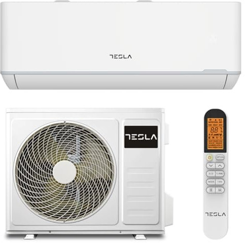 Tesla Aire Acondicionado Inverter Split 3.000 Frigorías [Hasta 30m2] (12.000 BTU) - Wi-Fi, Turbo, Autolimpieza, A+++ Calor, Clase A++ Frío, Gas R32 (Blanco)