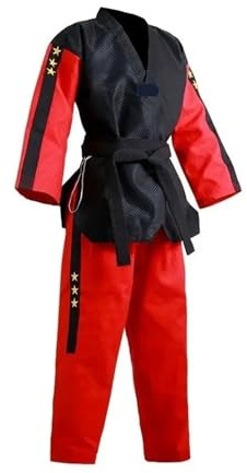 Uniforme de Taekwondo de manga larga for niños y adultos, trajes de artes marciales Dobok de Taekwondo(M-150CM)