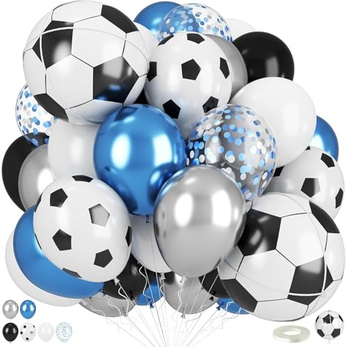 Mavouri Fußball Luftballon, 32 Stück Luftballon Fussball Deko Geburtstag Kinder, Luftballons Fussball Geburtstag Deko, Fußball Ballons für Sportveranstaltungen, Weltmeisterschaft 2026