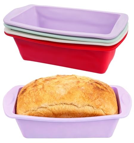 Gaomoeny 4 Pz Stampo Silicone Rettangolare, Teglia per Torta, Teglia Plumcake Antiaderente, Stampo Pane in Cassetta da Forno, Stampi per Pane in Silicone per Torte cottura al forno(19 x 9,5 x 5,5 cm)