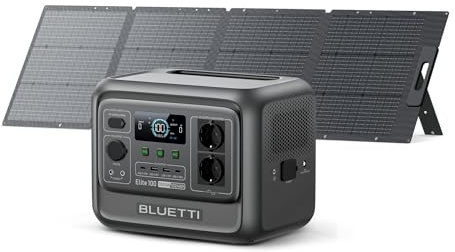 BLUETTI Générateur Solaire Elite 100 V2 avec Panneau Solaire 200W Inclus, 1024Wh Station d'Énergie Portable avec 4 Prises CA 1800W, 35% Plus Compacte, Idéale pour Camping