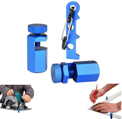 Tall Stair Gauges for Framing Square - Hexagonal Stable Lock with Holder & Hook for Carpentry & Circular Saw,Anti-Wobble Design, Speed Square & Circular Saw,Woodworking Layout Tool (Blue)