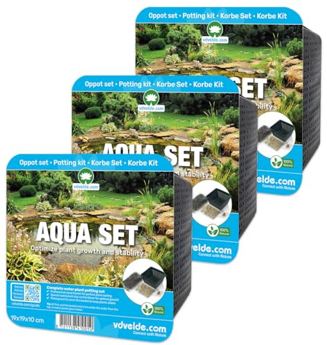 Schwimmende Pflanzeninsel - DIY Set - 3 Stück - 3 Stück - Abmessungen: Ring 25cm, Korb 19cm - Schwimmendes Insel-Set für 1-4 Pflanzen - Exkl. Pflanzen