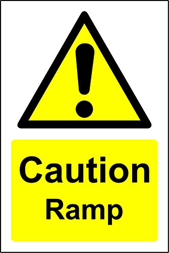Caution ramp safety sign - 1.2mm Rigid plastic 300mm x 200mm
