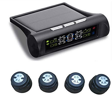 ZERTRAN Smart Car TPMS Sistema di monitoraggio della pressione dei pneumatici con 4 sensori esterni Energia solare Display LCD digitale Sistemi di allarme di sicurezza automatica Avvisi in tempo reale