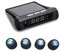 ZERTRAN Auto inteligente TPMS Sistema de monitoreo de presión de neumáticos con 4 sensores externos Energía solar Pantalla LCD digital Sistemas de alarma de seguridad automática Alertas en tiempo real