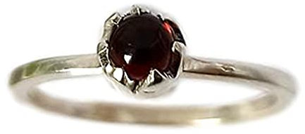 Navya Craft Granatstein Silberring | 925 Sterling Silber Handgefertigter Statement-Versprechensring für Frauen | Natürlicher Edelstein Boho Schmuck | Januar Geburtsstein | Geschenk für Sie