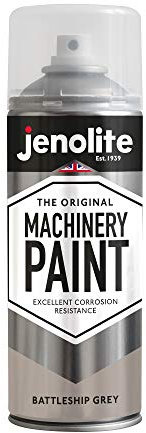 JENOLITE Machinery & Lawnmower Paint | BATTLESHIP GREY | Multi Surface Aerosol Paint | Corrosion Resistant For Long Lasting Finish | 400ml