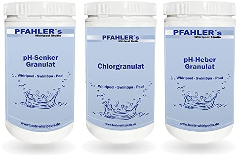 pH Senker und Heber + Chlorgranulat Sparset Whirlpool Wasserpflege. pH Minus pH Plus Chlor Whirlpool Spa Pool