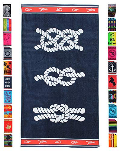 P.K. - Collection Strandtuch aus 100% Baumwolle - Strandhandtuch 90x165 cm Frottee Qualität - hochwertiger Jacquard Druck (Knoten) bunt