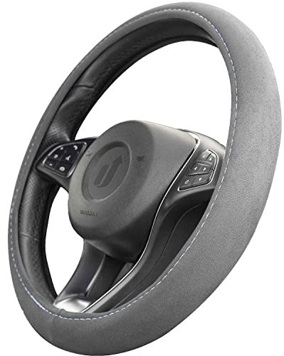 Upgrade4cars Lenkradbezug Grau | Lenkradschutz in Universal Größe 37-39 cm | Lenkradhülle für Sommer & Winter | Autozubehör Innenraum