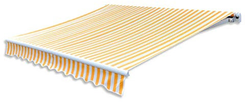 Tidyard Markisenbespannung Canvas Sonnenblumengelb Gelenkarmmarkise Markise Balkonmarkise ohne Rahmen Sonnenschutz Regenschutz Gelb & Weiß 3 x 2,5 m