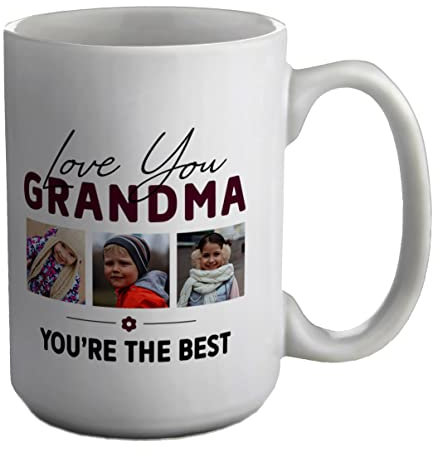 Shopagift Personalised Photo Mug Love You Grandma You're The Best White 15oz Large Cup