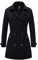 Wantdo Femme Trench-Coat à Double Boutonnage Ceinture Coupe-Vent à Bouton Veste Coupe Ajustée Manteaux Epaulettes d'Epaule Noir-2X 36
