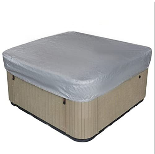 JIEXUHDE Quadratische Whirlpool-Abdeckung – robuste 210D Polyester, wasserdicht, UV-Schutz, SPA-Abdeckung für Whirlpool, Terrasse, Whirlpool-Abdeckung (Größe: 215 x 215 x 30 cm, Farbe: Grau)