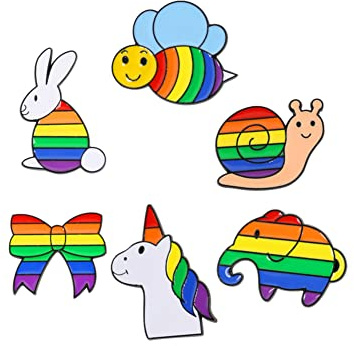 ARFUKA 6 Stück Anstecknadel Cartoon Bogen Elefant Biene Hase Schnecke Broschen Set Brosche Pins Anstecknadel Geschenk für Männer und Frauen Kleidung Taschen Jacken