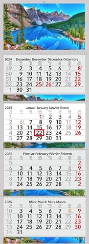 XXL Monatskalender 2026 Berge See Kanada mit 3/4 Monate Kalender Gebirge Alpen Motiv Wandkalender ohne Werbung Fotokalender Bürokalender Mehrblockkalender Motivkalender (Kanada, 4 Monatskalender P)