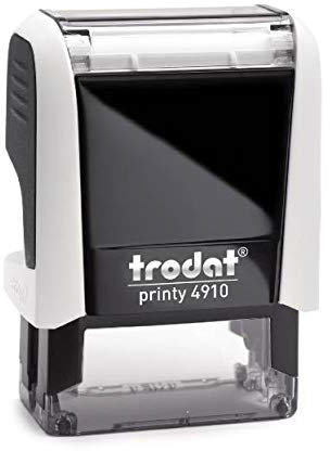 Trodat Printy 4910 - arktisweiss - mit Wunschtext personalisierbarer Namensstempel - gleich online gestalten, Firmenstempel, Textstempel, Arztstempel – max. 3 Zeilen - 26x9mm