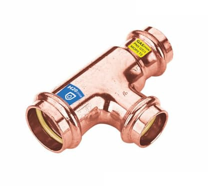 Sanpro Pressfitting T-Stück Abgänge reduziert, Größe V 28 - Abgang V 15 - V 22 (Kupfer Gas Wasser Trinkwasser Heizung Sanitär Fittings Fitting Kupferleitung)