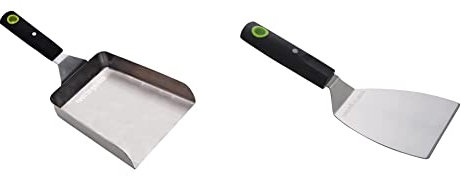 Cook'in garden Spatule Aimantée - Bords Relevés - Manche Soft Touch - Plancha/Barbecue Spatule INOX Aimantée - pour Barbecue et Plancha - Taille : Courte - Manche Soft Touch
