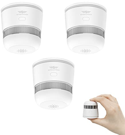 SPREADTRON Mini Smoke Alarm Detector,10-Year Battery Mini Fire Alarm, Standalone Photoelectric Fire Detector, CE Certified Smoke Detector with 3M Adhesive Tape, SP-ZR170S, 3-Pack…