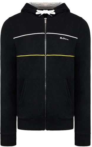 Ben Sherman Long Sleeve Zip Up Black Mens Hooded Track Jacket 0065216 Black