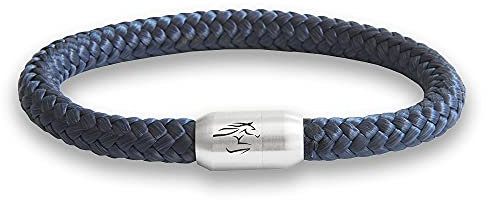 Paris Montana Das Original Reitsport Pferdesport Pferde Jockey Club Segeltau Armband Mit Pferde Gravur Handmade Hochwertiger Magnetverschluss Durchmesser 8mm Damen Herren Unisex (Marine Blau, 19.00)
